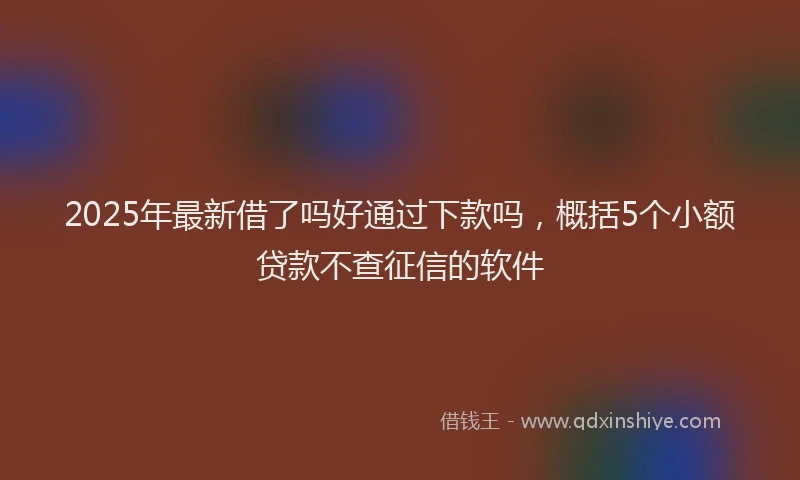 2025年最新借了吗好通过下款吗，概括5个小额贷款不查征信的软件