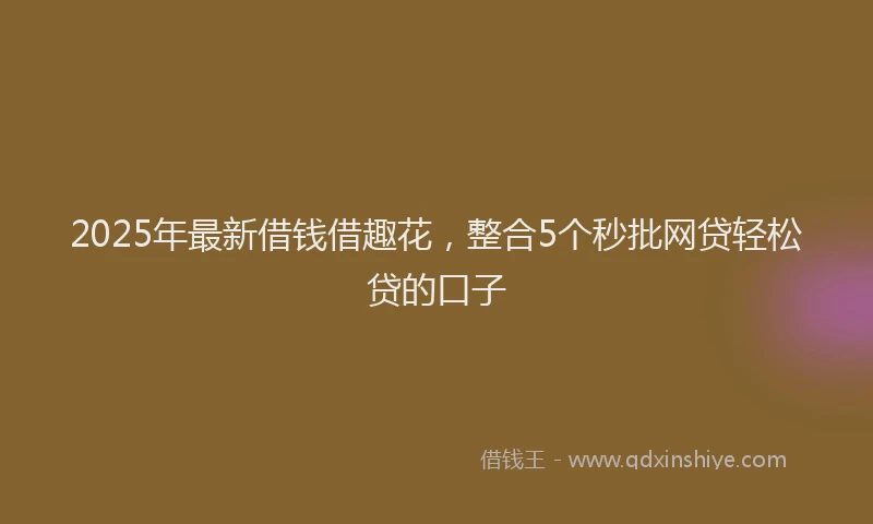 2025年最新借钱借趣花，整合5个秒批网贷轻松贷的口子