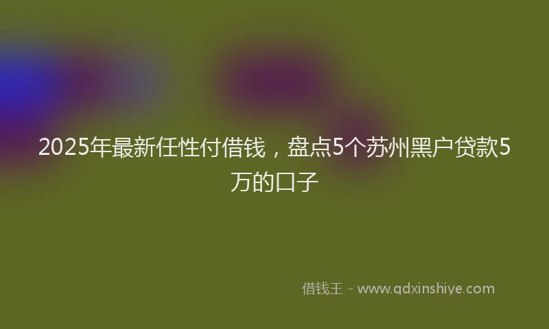 2025年最新任性付借钱，盘点5个苏州黑户贷款5万的口子
