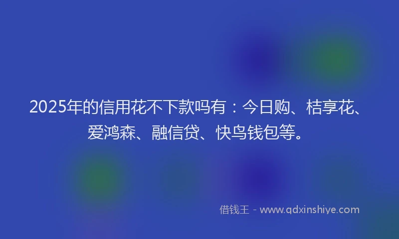 2025年的信用花不下款吗有：今日购、桔享花、爱鸿森、融信贷、快鸟钱包等。