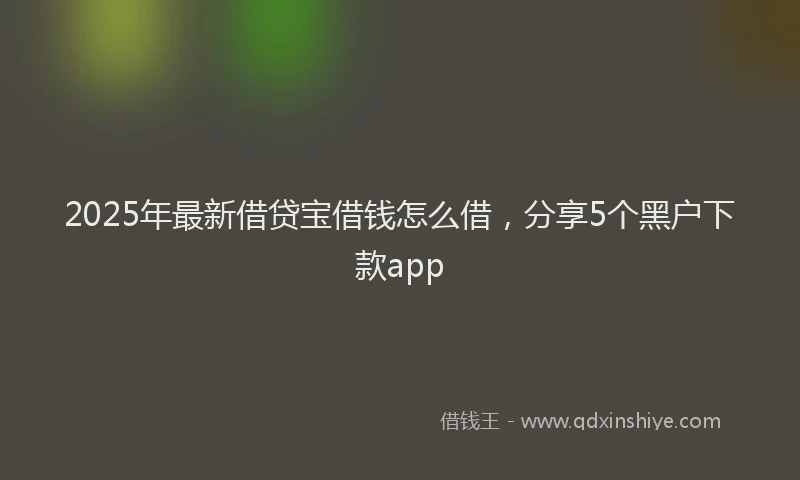 2025年最新借贷宝借钱怎么借，分享5个黑户下款app