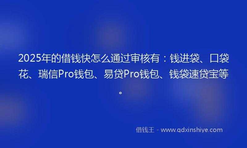 2025年的借钱快怎么通过审核有：钱进袋、口袋花、瑞信Pro钱包、易贷Pro钱包、钱袋速贷宝等。