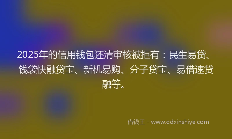 2025年的信用钱包还清审核被拒有：民生易贷、钱袋快融贷宝、新机易购、分子贷宝、易借速贷融等。