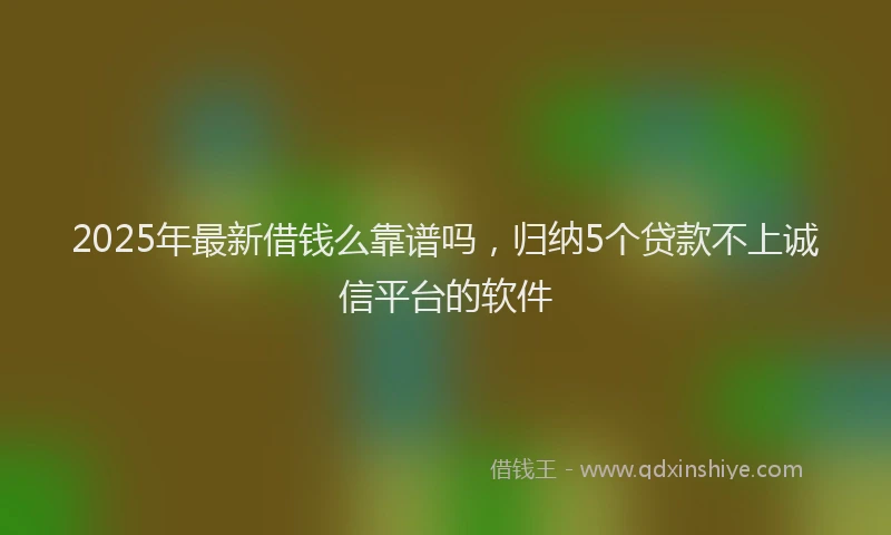 2025年最新借钱么靠谱吗，归纳5个贷款不上诚信平台的软件