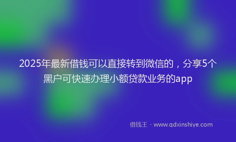 2025年最新借钱可以直接转到微信的，分享5个黑户可快速办理小额贷款业务的app