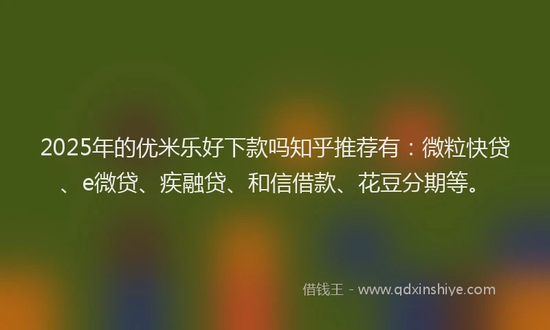 2025年的优米乐好下款吗知乎推荐有：微粒快贷、e微贷、疾融贷、和信借款、花豆分期等。