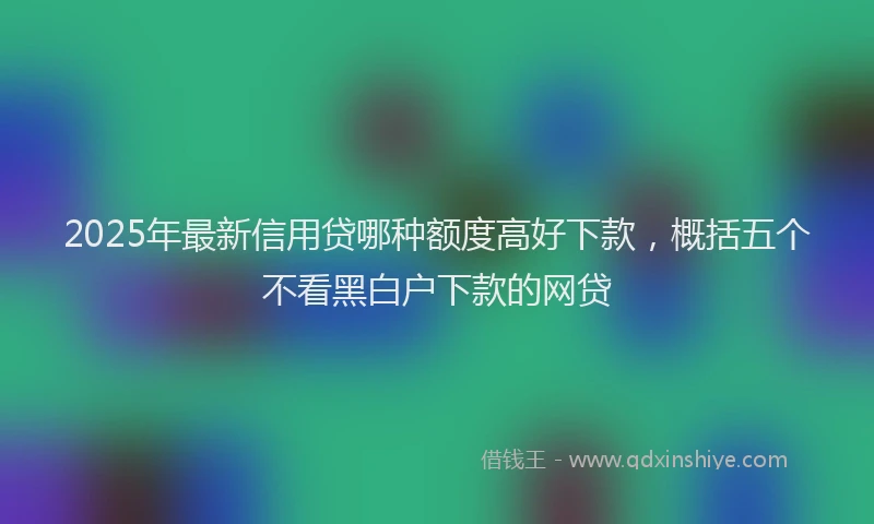 2025年最新信用贷哪种额度高好下款，概括五个不看黑白户下款的网贷