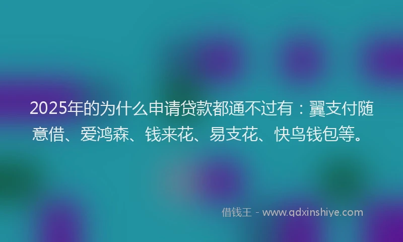 2025年的为什么申请贷款都通不过有：翼支付随意借、爱鸿森、钱来花、易支花、快鸟钱包等。