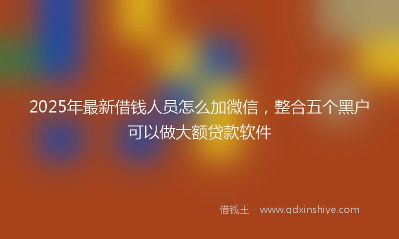 2025年最新借钱人员怎么加微信，整合五个黑户可以做大额贷款软件