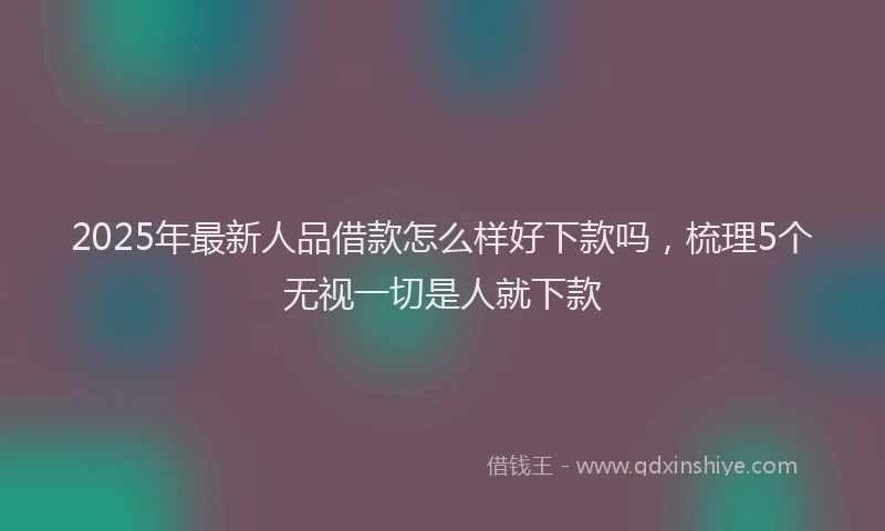 2025年最新人品借款怎么样好下款吗，梳理5个无视一切是人就下款