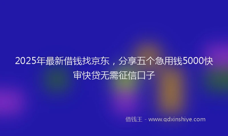 2025年最新借钱找京东，分享五个急用钱5000快审快贷无需征信口子