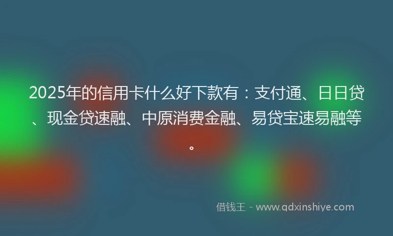 2025年的信用卡什么好下款有：支付通、日日贷、现金贷速融、中原消费金融、易贷宝速易融等。