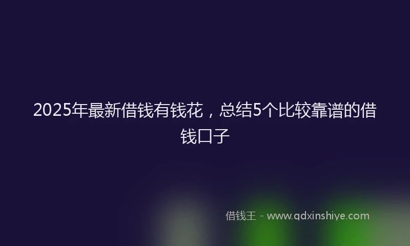2025年最新借钱有钱花，总结5个比较靠谱的借钱口子