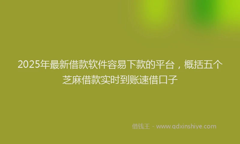 2025年最新借款软件容易下款的平台，概括五个芝麻借款实时到账速借口子