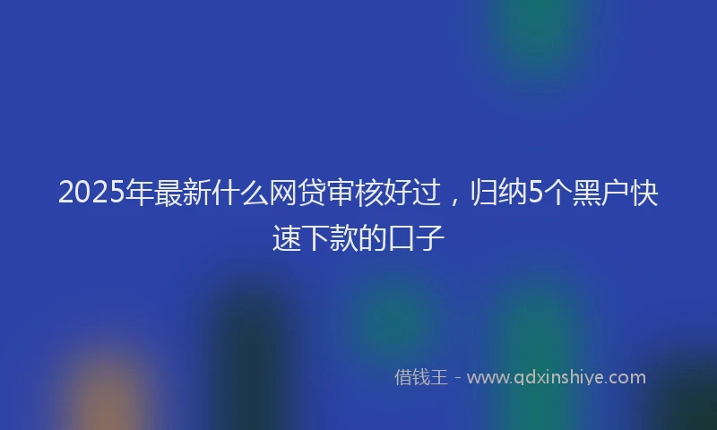 2025年最新什么网贷审核好过，归纳5个黑户快速下款的口子