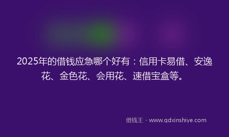 2025年的借钱应急哪个好有：信用卡易借、安逸花、金色花、会用花、速借宝盒等。