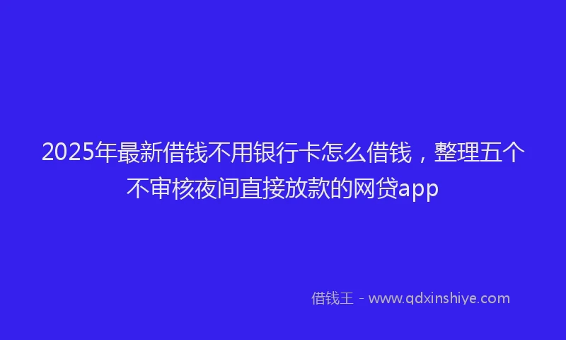 2025年最新借钱不用银行卡怎么借钱，整理五个不审核夜间直接放款的网贷app