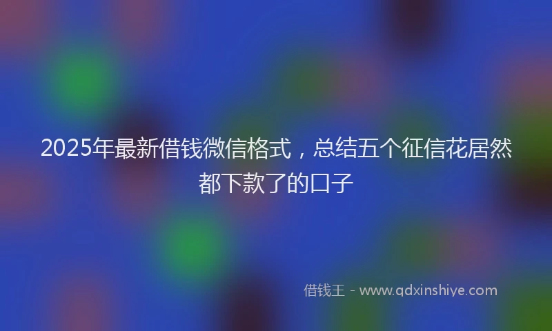 2025年最新借钱微信格式，总结五个征信花居然都下款了的口子