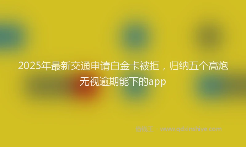 2025年最新交通申请白金卡被拒，归纳五个高炮无视逾期能下的app