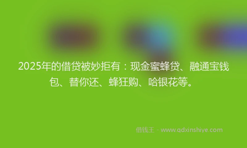 2025年的借贷被妙拒有：现金蜜蜂贷、融通宝钱包、替你还、蜂狂购、哈银花等。