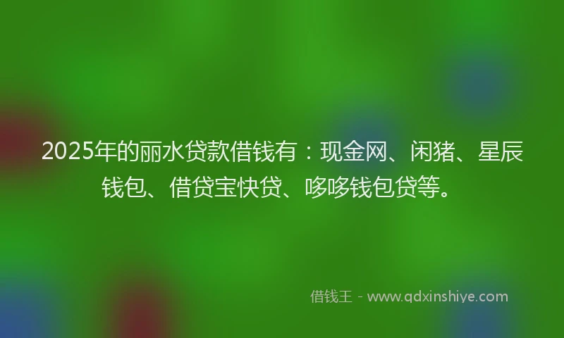 2025年的丽水贷款借钱有：现金网、闲猪、星辰钱包、借贷宝快贷、哆哆钱包贷等。