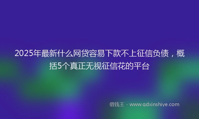 2025年最新什么网贷容易下款不上征信负债，概括5个真正无视征信花的平台