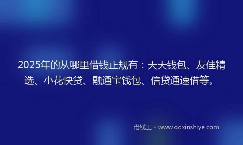 2025年的从哪里借钱正规有：天天钱包、友佳精选、小花快贷、融通宝钱包、信贷通速借等。