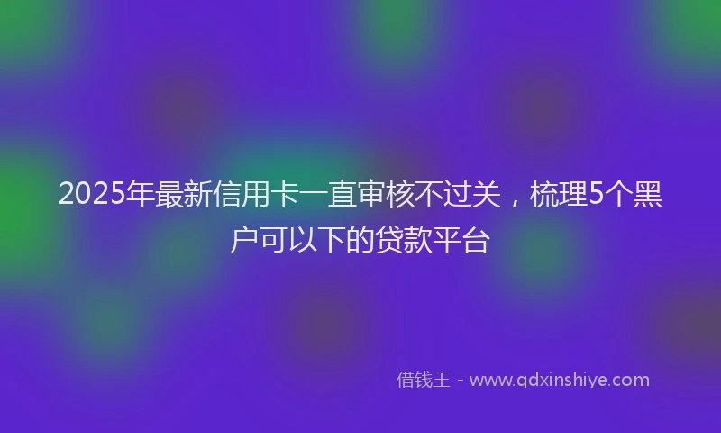 2025年最新信用卡一直审核不过关，梳理5个黑户可以下的贷款平台