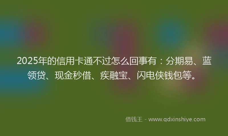 2025年的信用卡通不过怎么回事有：分期易、蓝领贷、现金秒借、疾融宝、闪电侠钱包等。