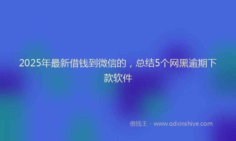 2025年最新借钱到微信的，总结5个网黑逾期下款软件