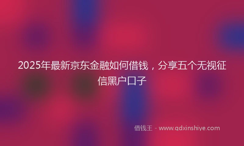 2025年最新京东金融如何借钱，分享五个无视征信黑户口子