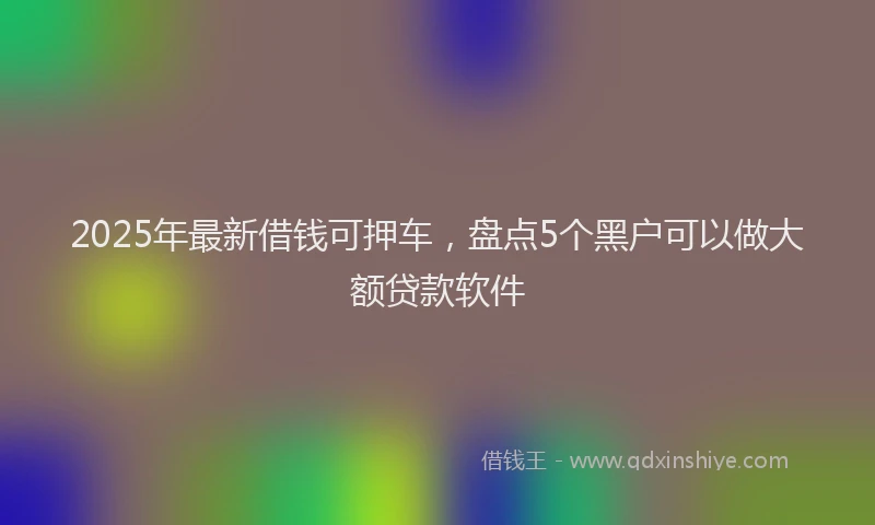 2025年最新借钱可押车，盘点5个黑户可以做大额贷款软件