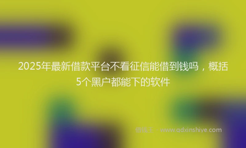 2025年最新借款平台不看征信能借到钱吗，概括5个黑户都能下的软件