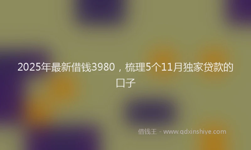 2025年最新借钱3980，梳理5个11月独家贷款的口子