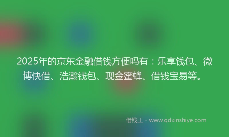 2025年的京东金融借钱方便吗有：乐享钱包、微博快借、浩瀚钱包、现金蜜蜂、借钱宝易等。