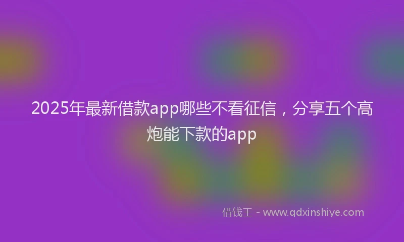 2025年最新借款app哪些不看征信，分享五个高炮能下款的app