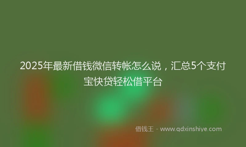 2025年最新借钱微信转帐怎么说，汇总5个支付宝快贷轻松借平台