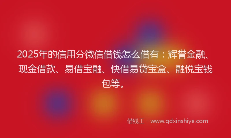 2025年的信用分微信借钱怎么借有：辉誉金融、现金借款、易借宝融、快借易贷宝盒、融悦宝钱包等。