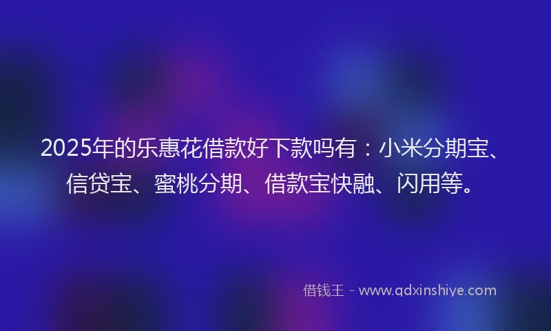 2025年的乐惠花借款好下款吗有：小米分期宝、信贷宝、蜜桃分期、借款宝快融、闪用等。