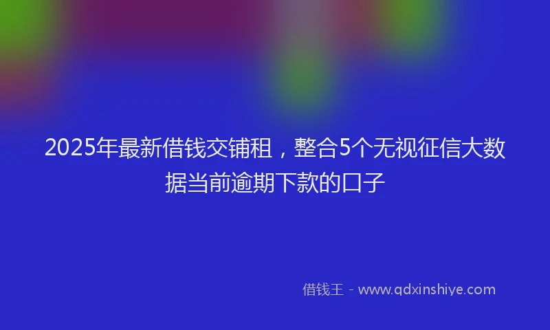 2025年最新借钱交铺租，整合5个无视征信大数据当前逾期下款的口子