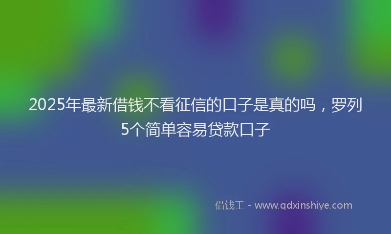 2025年最新借钱不看征信的口子是真的吗，罗列5个简单容易贷款口子