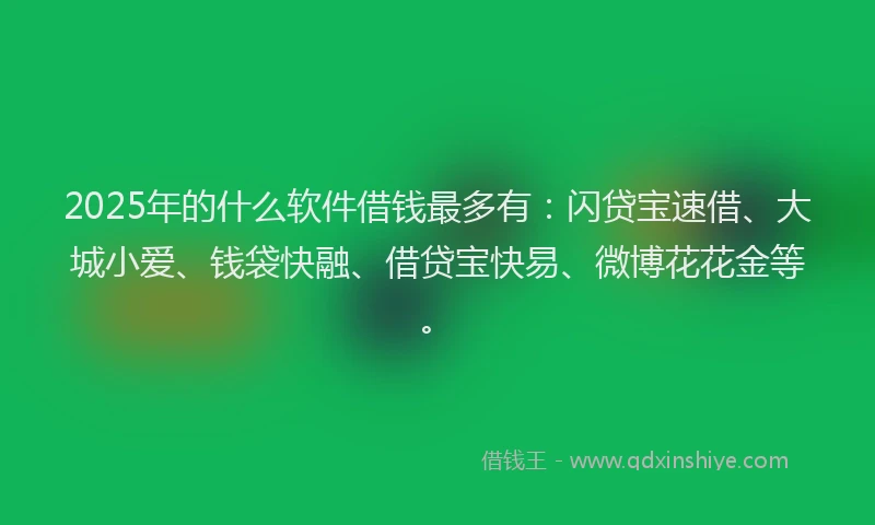 2025年的什么软件借钱最多有：闪贷宝速借、大城小爱、钱袋快融、借贷宝快易、微博花花金等。