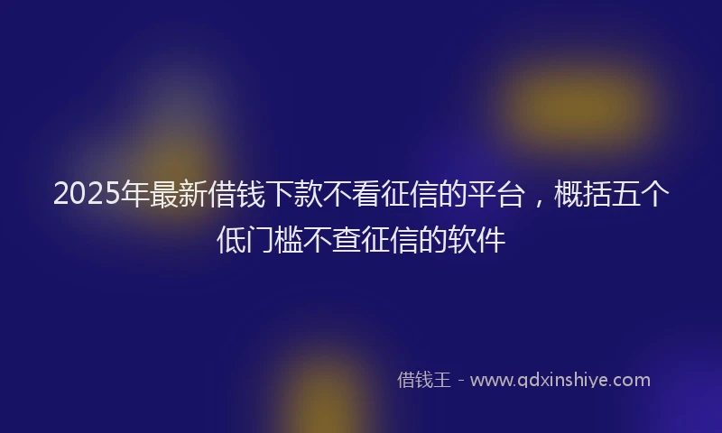 2025年最新借钱下款不看征信的平台，概括五个低门槛不查征信的软件