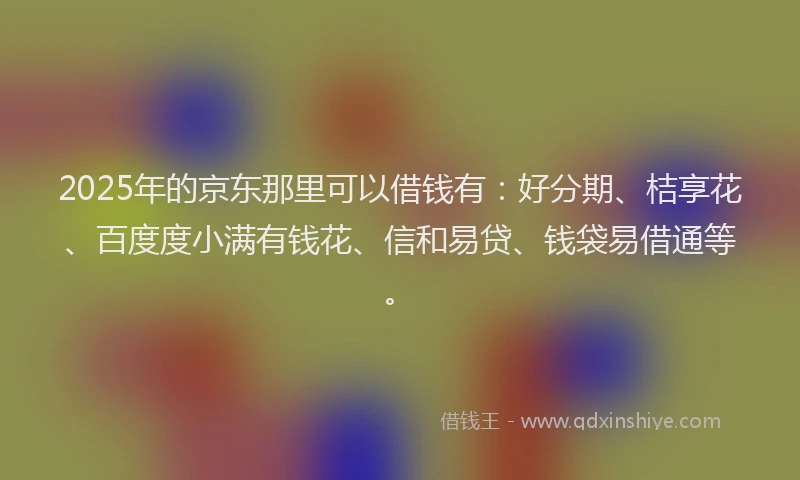 2025年的京东那里可以借钱有：好分期、桔享花、百度度小满有钱花、信和易贷、钱袋易借通等。