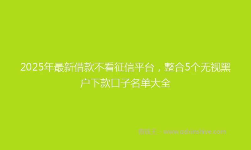 2025年最新借款不看征信平台，整合5个无视黑户下款口子名单大全