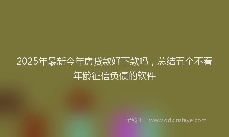 2025年最新今年房贷款好下款吗，总结五个不看年龄征信负债的软件