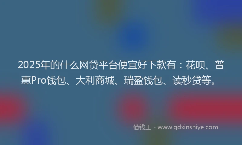 2025年的什么网贷平台便宜好下款有：花呗、普惠Pro钱包、大利商城、瑞盈钱包、读秒贷等。
