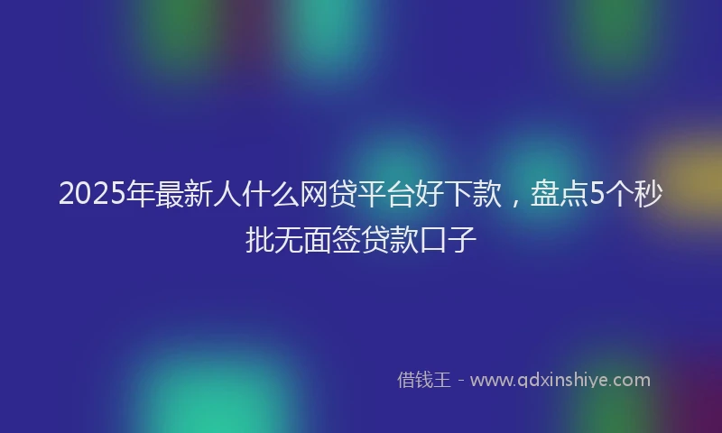 2025年最新人什么网贷平台好下款，盘点5个秒批无面签贷款口子