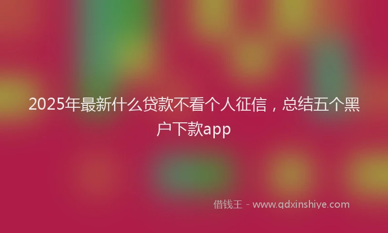 2025年最新什么贷款不看个人征信，总结五个黑户下款app