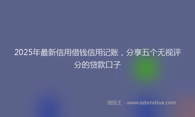 2025年最新信用借钱信用记账，分享五个无视评分的贷款口子